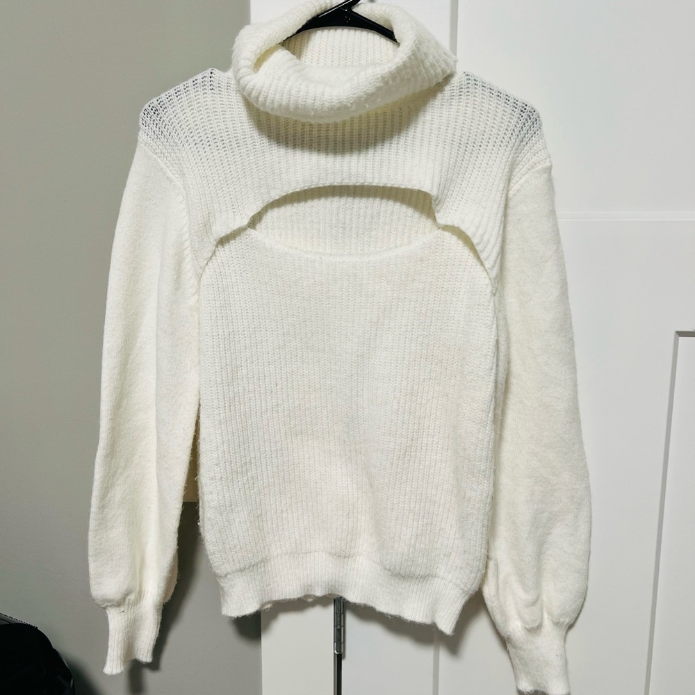 Pink Lily White Cowl Neck Sweater